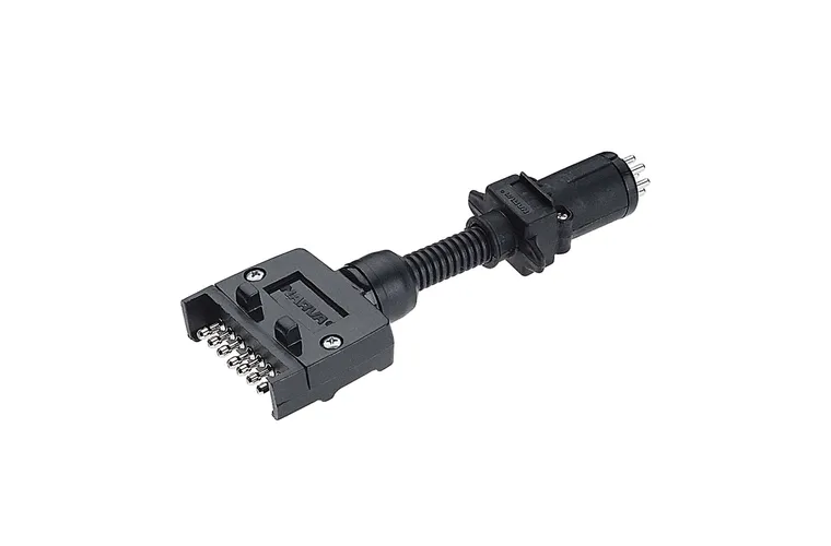 Narva 7 Pin Flat Socket on Car to 6 Pin Small Round Plug on Trailer - 82230BL