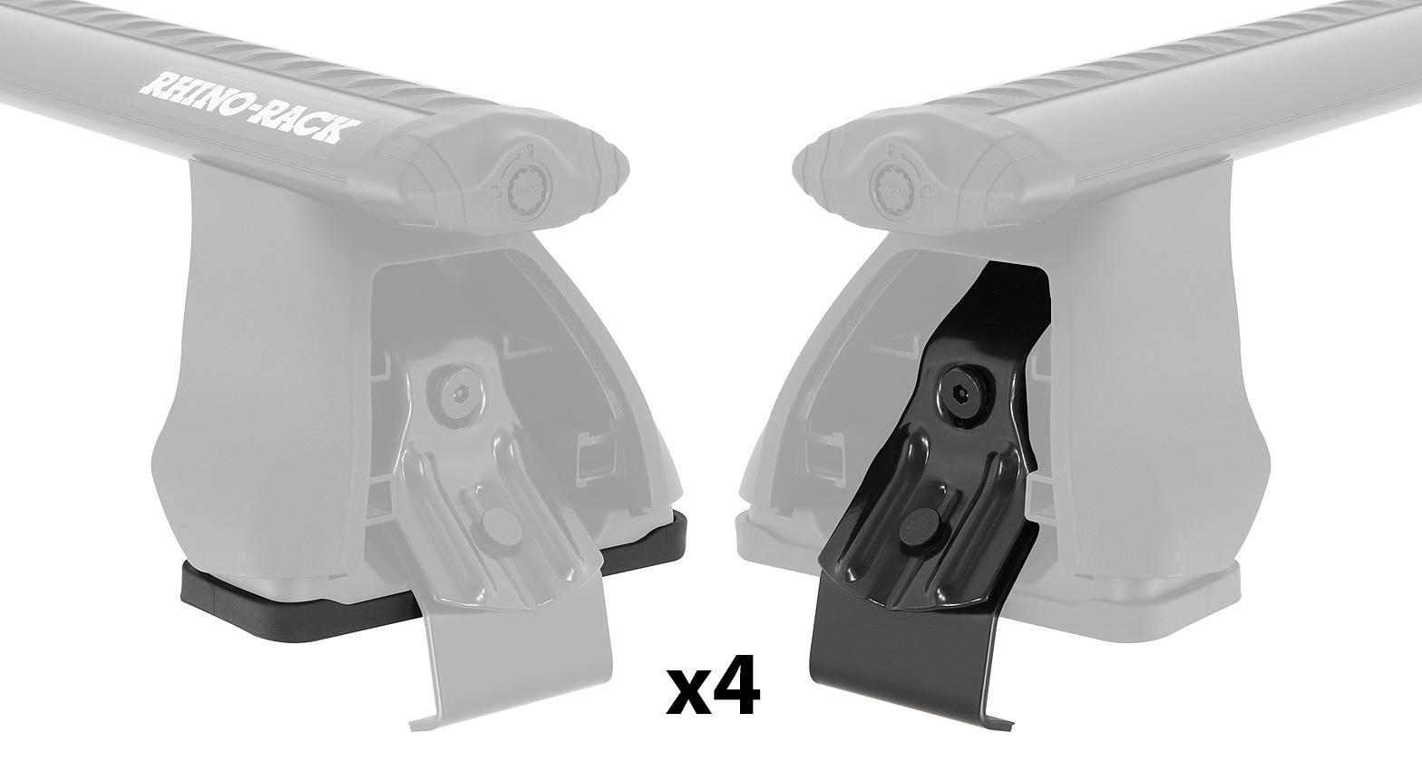 Rhino-Rack 2500 Fitting Kit featuring black metal clamps and rubber pads