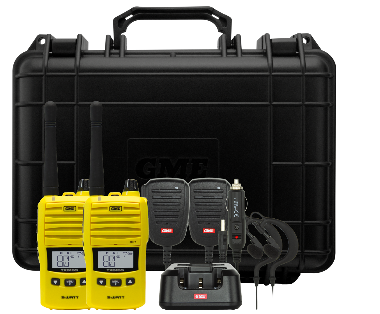 GME TX6165 5 Watt UHF CB Handheld - Yellow - Twin Pack